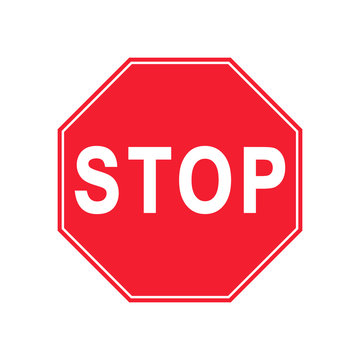 STOP no entry road sign icon shape. Traffic Prohibition logo symbol. Vector illustration image. Isolated on white background. Not allowed direction sign. No trespassing. Do not enter.