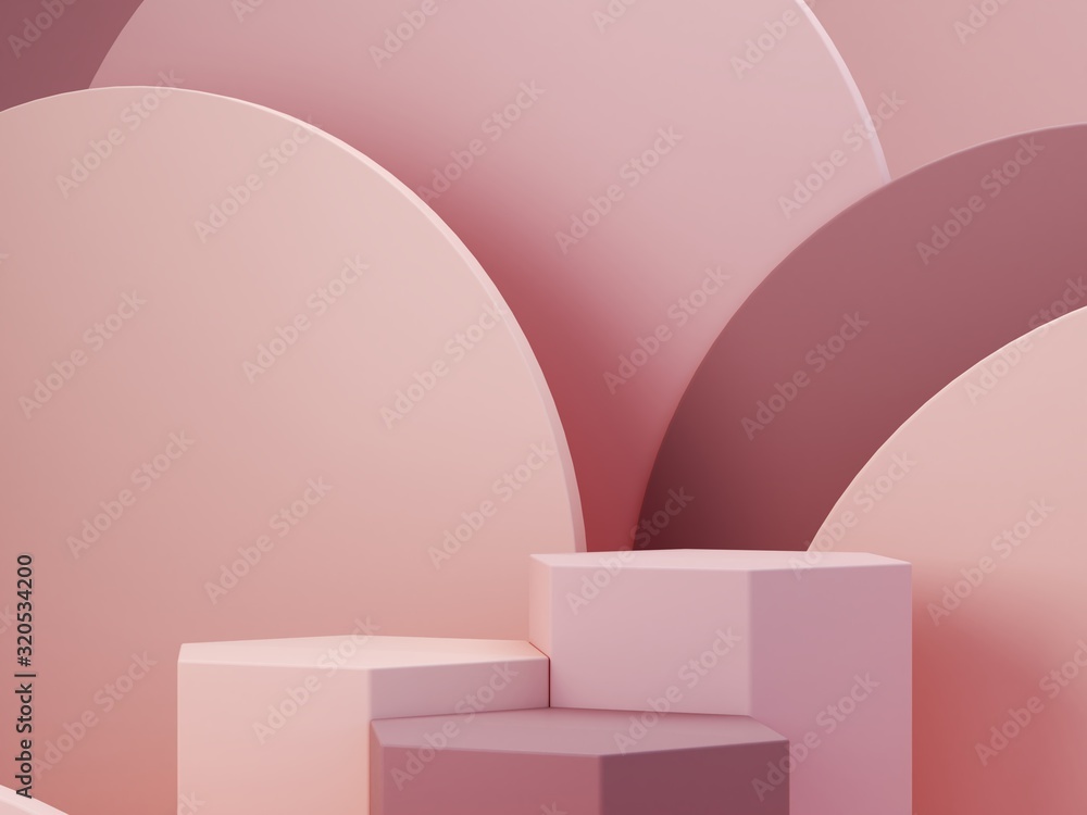 Poster minimal scene with podium and abstract background. geometric shapes. pastel colors scene. minimal 3d