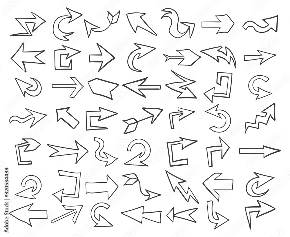 Wall mural hand drawn direction arrows