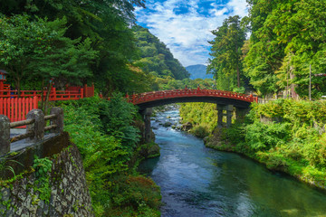Fototapeta na wymiar Shinkyo Bridge across the Daiya River, in Nikko