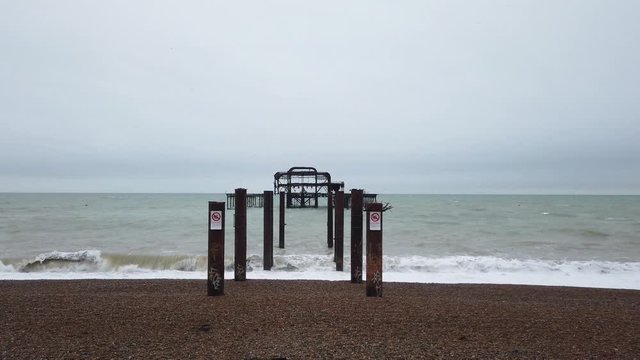 The ruins of Brighton west pier in Sussex, UK