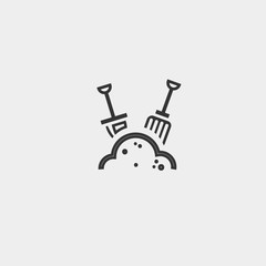 rake and shovel dig icon vector illustration and symbol foir website and graphic design