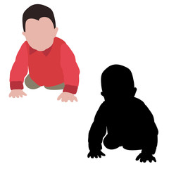 vector, on a white background, baby crawls, flat style