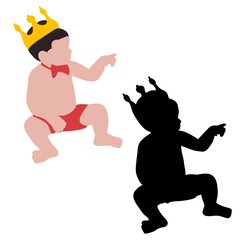 vector, on a white background, baby sitting, flat style