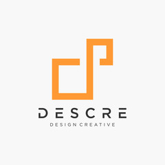 abstract Initial letters D with loop concept logo design. logo mono line concept. loops logotype, swirl spiral infinity logo symbol. Technology and digital connection. - VECTOR