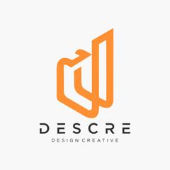 Abstract Letter D logo design With line concept. Modern logo for Building For Construction Company with overlapping lines symbol. Vector design for your application or corporate identity.- vector