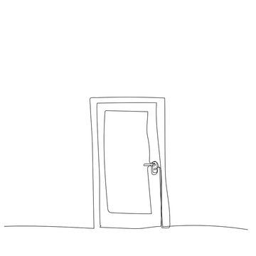 Door Sketch On A White Background Continuous Line