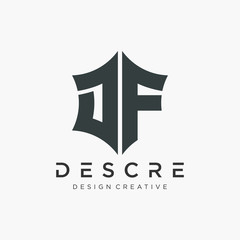 Abstract letter D F logo design with star hexagon concept. Logo Emblem Capital Letter Modern Template. Creative bold minimalist logotype icon symbol. -VECTOR