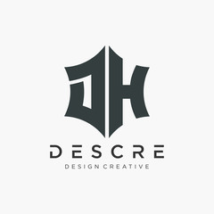 Abstract letter D H logo design with star hexagon concept. Logo Emblem Capital Letter Modern Template. Creative bold minimalist logotype icon symbol. -VECTOR