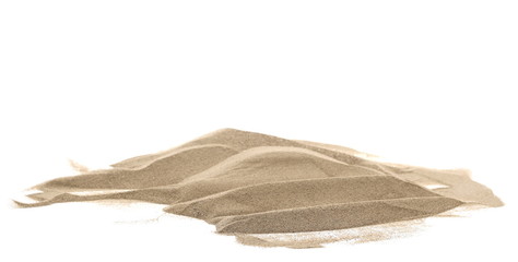 Fototapeta na wymiar Sand pile, desert dune isolated on white background