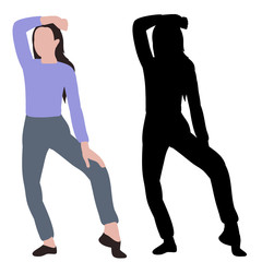  isolated, girl dancer dancing, flat style