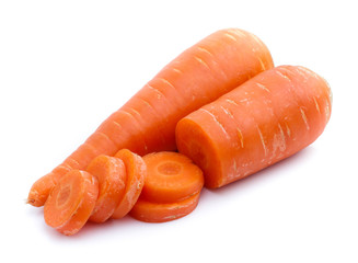 fresh carrots isolated on white background