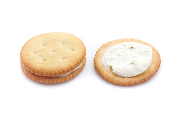 Sandwich cracker on white background