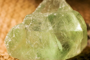 Green fluorite stone mineral close up