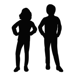  silhouette children, girl and boy