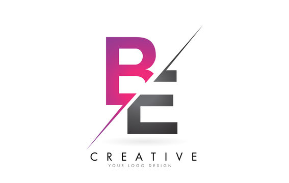 BE B E Letter Logo with Colorblock Design and Creative Cut.