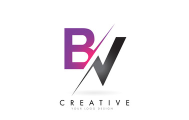 BV B V Letter Logo with Color block Design and Creative Cut.