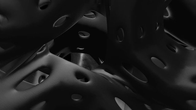 Minimalist back futuristic seamless animation of geometric structure. Dark glossy elegant background lowpoly tunnel.