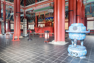 Interior of Geunjeongjeon Throne Hall at Gyeongbokgung Palace