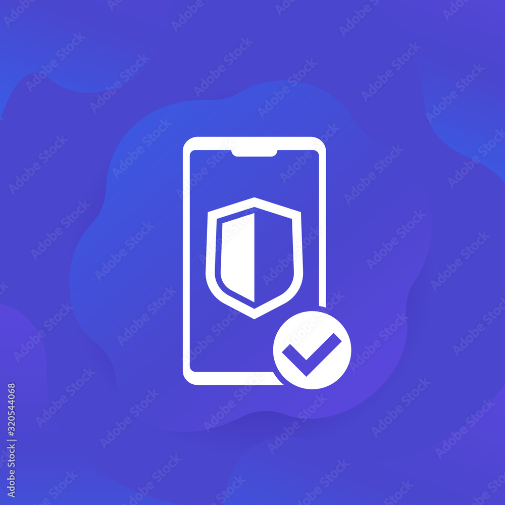 Poster Mobile security icon for web