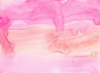 Watercolor light pink, peach and white background painting texture. Multicolored watercolour pastel backdrop.