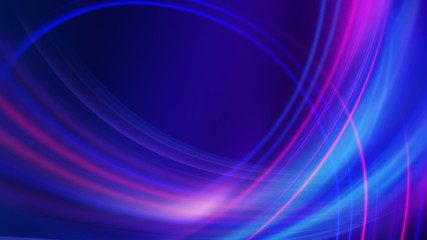 Dark blue abstract background with ultraviolet neon glow, blurry light lines, waves