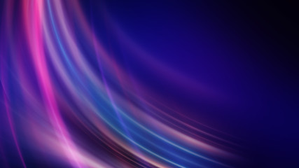 Fototapeta premium Dark blue abstract background with ultraviolet neon glow, blurry light lines, waves