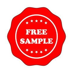 Free sample red seal ribbon sticker isolated on white background