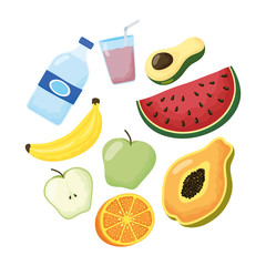 healthy life style set icons