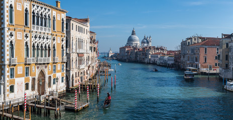 Fototapeta na wymiar Accademia Bridge, Grand Canal and Salute Church. Venice. Italy