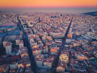 Fototapeta premium Barcelona skyline panorama at night, Spain, 2019