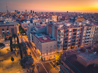 Barcelona skyline panorama at night, Spain, 2019