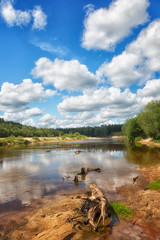 River Kerzhenets in sunny summer day, Nizhny Novgorod Region, Russia