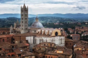 Fototapeta na wymiar View of Siena Cathedral (Duomo di Siena) in Siena, Italy