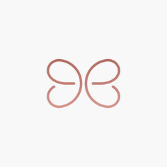 Initial letter E E with abstract butterfly element. minimalist line art monogram shape logo. Beauty, luxury spa style. - vector