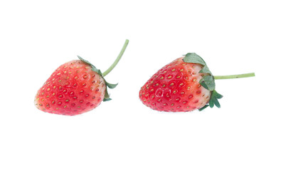 strawberries over white background