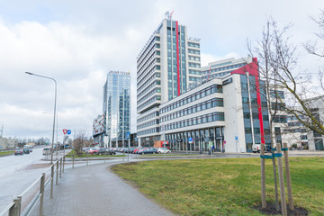 Obraz premium City Riga, Latvia. Residential area and business center.