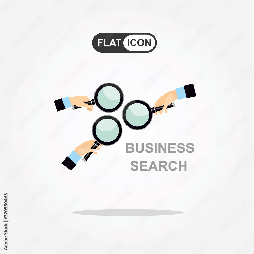 Poster hands holding a magnifying glass. concept of searching, detecting and analyzing. vector illustration