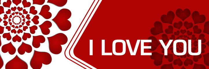 I Love You Red Rounded Squares With Hearts Horizontal 
