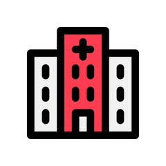 corona virus related hospital with plus sign vector with editable stroke,