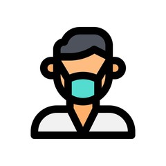 corona virus related gents doctor with face mask vector with editable stroke,
