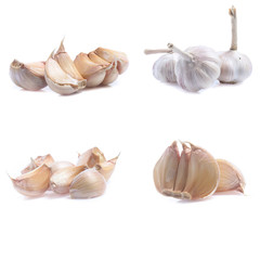 garlic isolated on white background (set  mix   collection)