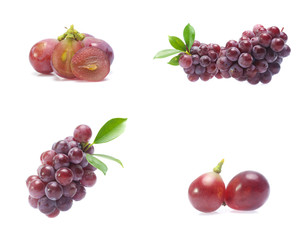 red grape  isolated on white (Mix, set , collection)