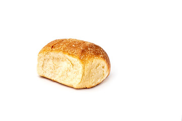 Bun of yeast dough on a white background