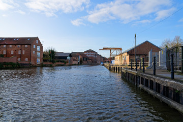 Old wharfs and warehouses along at Newark on Trent