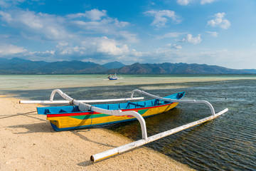 Traditionelles Fischerboot auf Gili Air, Indonesien