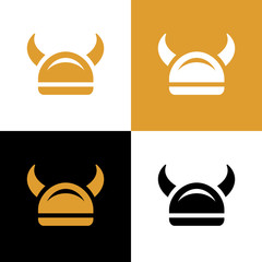 Simple viking helmet logo icon, vector illustration design