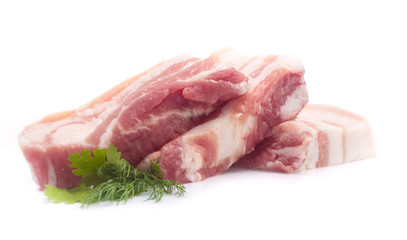 Pork belly on a white background