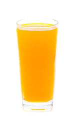 Orange juice glass, isolated on white background