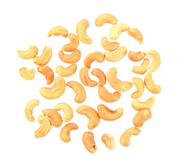 top view cashew nuts isolated  on white background